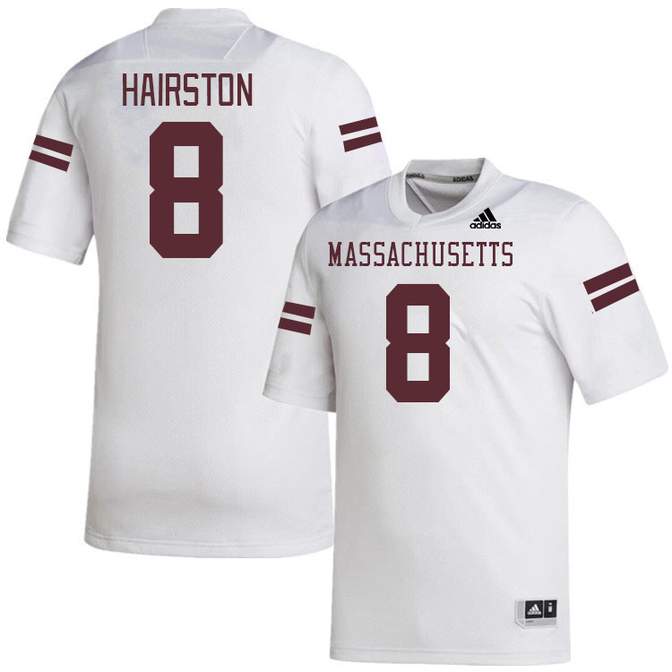 Massachusetts Minutemen #8 AJ Hairston College Football Jerseys Stitched-White